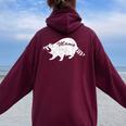 Retro Raccoon Oversized Hoodie - Vintage Moon Design for Women Maroon