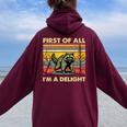 Retro Raccoon Women's Oversized Hoodie – Back Print – Fun & Bold Maroon