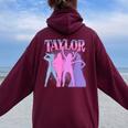 Retro Taylor First Name Personalized Birthday Girl Party Women Oversized Hoodie Back Print Maroon