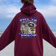 Rizz Em Autistic Raccoon Oversized Hoodie | Women's Back Print Maroon