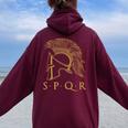 Roma Spqr Historia Romana Women Oversized Hoodie Back Print Maroon