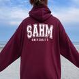 Sahm University Cool Mama Life Stay At Home Mom Women Oversized Hoodie Back Print Maroon