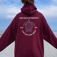 Graphic Sea Turtle Gulf Of Mexico Est 1550 Women Oversized Hoodie Back Print Maroon