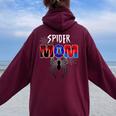 Spider Mom Mother's Day Matching Family Birthday Boy Women Oversized Hoodie Back Print Maroon