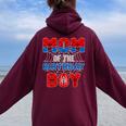 Spider Web Birthday Party Mom Of The Birthday Boy Women Oversized Hoodie Back Print Maroon