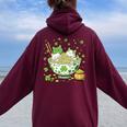 St Patrick's Day Irish Ramen Cats Cute Anime Girls Women Oversized Hoodie Back Print Maroon