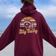 Stay Trashy Opossum & Raccoon Meme Women's Oversized Hoodie - Back Print Maroon