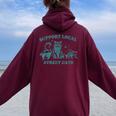 Support Local Street Cats Hoodie - Vintage Wildlife Design for Women Maroon