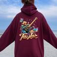 Taylor Primer Nombre I Love Taylor Girls Groovy Birthday Y2k Women Oversized Hoodie Back Print Maroon