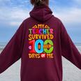 My Teacher Survived 100 Days Of Me Dab 100Th Days Of School Women Oversized Hoodie Back Print Maroon