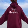 Team Naughty Christmas Family Matching Pajamas Women Oversized Hoodie Back Print Maroon