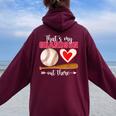 That's My Grandson Out There Baseball Mother's Day Grandma Women Oversized Hoodie Back Print Maroon That's My Grandson Out There Baseball Mother's Day Grandma Women Oversized Hoodie Back Print Maroon
