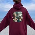 Three Possum Moon 3 Opossum Weird Cursed Meme Women Oversized Hoodie Back Print Maroon