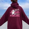 Traje De Esgrima Para Just A Girl Who Loves Fencing Women Oversized Hoodie Back Print Maroon