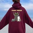 Trash Animals Oversized Women's Hoodie | Opossum Raccoon Rat Design Maroon
