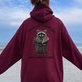 Trash Can Raccoon Women's Oversized Hoodie - Fun Back Print Maroon