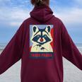 Trash Panda Animal Oversized Hoodie Back Print for Raccoon Lovers Maroon