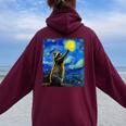 Van Gogh Raccoon Hoodie - Starry Night Design for Women Maroon