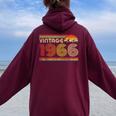 Vintage 1966 58Th Birthday 58 Years Old Vintage Women Oversized Hoodie Back Print Maroon