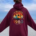 Vintage 1980 45 Años Cumpleaños Regalo Original 1980 Women Oversized Hoodie Back Print Maroon