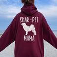 Vintage Shar-Pei Mama Sharpei Mom Dog Owner Mother Women Oversized Hoodie Back Print Maroon