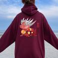 Year Of The Dragon Chinese Zodiac Animal Horoscope Red Seal Women Oversized Hoodie Back Print Maroon