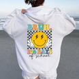 Bruh 100 Days Of School 100 Days Smarter Groovy Retro Women Oversized Hoodie Back Print White