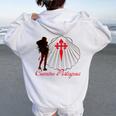 Camino Portugues Santiago De Compostela Shell Women Oversized Hoodie Back Print White