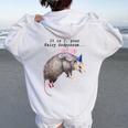 Fairy Godpossum Raccoon Hoodie for Women - Whimsical Back Print White