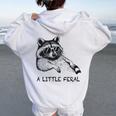 A Little Feral Raccoon With Moon Animal Raccoon Trash Panda Women's Hoodie Back Print White