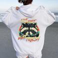 Live Fast Eat Trash Retro Trash Panda Raccoon Women's Hoodie Back Print White