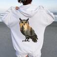 Owl Hunting Hiking Outdoor Camping Forest Owl Women Oversized Hoodie Back Print White