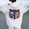 Patriotic Raccoon July 4th Women's Hoodie - USA Trash Panda Back Print White