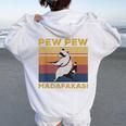 Pew Pew Raccoon Lover Back Print Hoodie — Vintage Retro Women's Fashion White