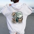 Raccoon 3 Racoons Howling At Moon Weird Cursed Women's Hoodie Back Print White