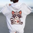 Raccoon Raccoon With Cookie -Adults Small Women's Hoodie Back Print White