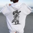 Raccoon Cowboy Meme Hoodie | Unisex Back Print Sweatshirt White