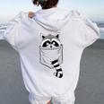 Raccoon Trash Panda Hoodie - Fun Cartoon Back Print Casual Women's Fit White