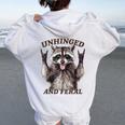 Raccoon Unhinged And Feral Retro Raccoon Feral Summer Women's Hoodie Back Print White