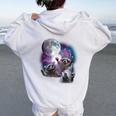 Raccoons Howling At The Moon Shirt Raccoon Women's Hoodie Back Print White