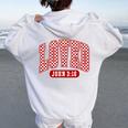 Retro Checked Christian Valentines Loved 3 Women Oversized Hoodie Back Print White