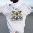 Retro Raccoon Sunglasses Hoodie - Animal Lover Back Print for Women White