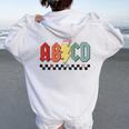 Rock Abcd Out Of School Kindergarten Teacher Appreciation Women Oversized Hoodie Back Print White
