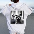Scared Raccoon Selfie With Sasquatch Bigfoot Raccoon Women's Hoodie Back Print White