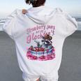 Strawberry Jam Raccoon Women's Hoodie - Playful Back Print White