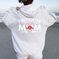 Thin Red Line Firefighter Mom Proud Moms Mother's Day Women Oversized Hoodie Back Print White