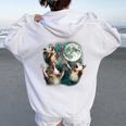 Three Possum Moon Women's Hoodie - Quirky Back Print for Laughs White
