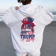 Trump Lady Inauguration Day 2025 Messy Bun American Flag Women Oversized Hoodie Back Print White