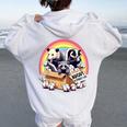 Vintage Street Cat & Wildlife Hoodie - Women's Back Print White