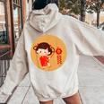 Adorable Chinese New Year Girl Women Women Oversized Hoodie Back Print Sand Adorable Chinese New Year Girl Women Women Oversized Hoodie Back Print Sand